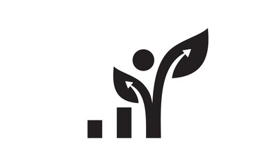 finance white leaf logo. management analytics symbol vector design.