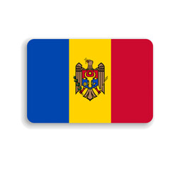 Moldova flag - flat vector rectangle with rounded corners and dropped shadow.