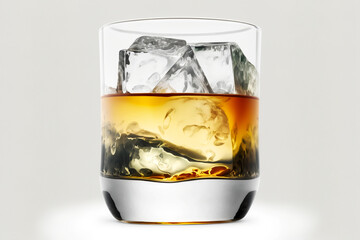 Manhatan drink in glass cup on white background. Generative AI. - obrazy, fototapety, plakaty