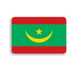 Mauritania flag - flat vector rectangle with rounded corners and dropped shadow.
