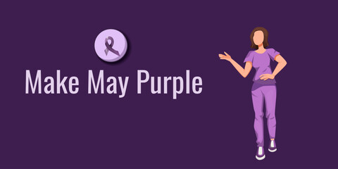 Make May Purple. Action On Stroke.banner Template, Vector