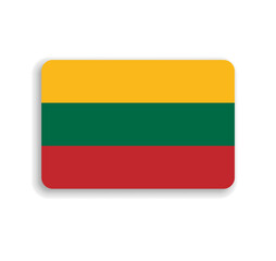 Lithuania flag - flat vector rectangle with rounded corners and dropped shadow.