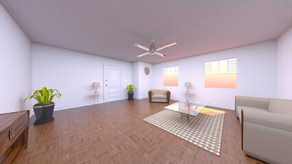 白い壁のリビングルーム