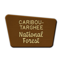 Caribou-Targhee National Forest wood sign illustration on transparent background