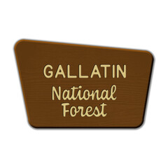 Gallatin National Forest wood sign illustration on transparent background