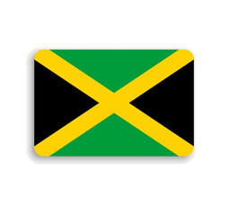 Jamaica flag - flat vector rectangle with rounded corners and dropped shadow.