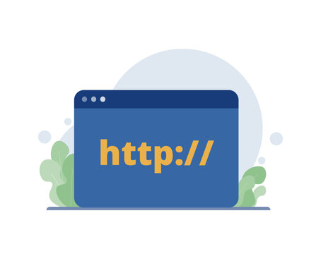 The illustration shows how the Hypertext Transfer Protocol (HTTP) allows data to be exchanged between a web page and a server. Web browser, internet communication protocol. Vector illustration.