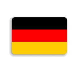 Germany flag - flat vector rectangle with rounded corners and dropped shadow.