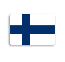 Finland flag - flat vector rectangle with rounded corners and dropped shadow.