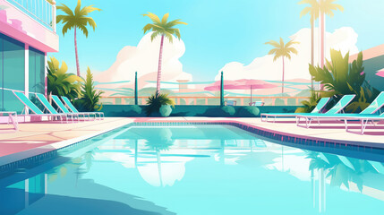 Fototapeta na wymiar Summer Pool. Illustration AI Generative.
