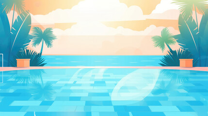 Summer Pool. Illustration AI  Generative.