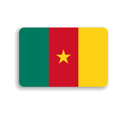 Cameroon flag - flat vector rectangle with rounded corners and dropped shadow.