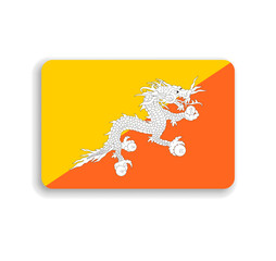 Bhutan flag - flat vector rectangle with rounded corners and dropped shadow.