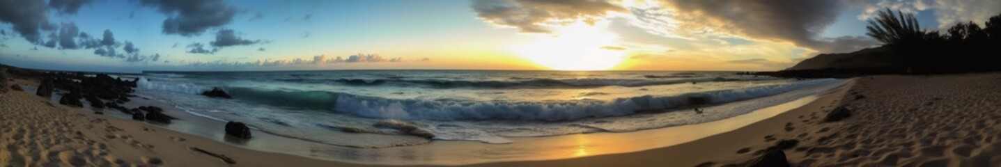 Naklejka na ściany i meble Sunset over the beach 