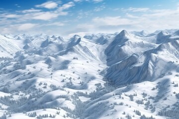 Fototapeta premium Serene Snowy Mountain Landscape, Perfect for Winter Getaways, Generative AI