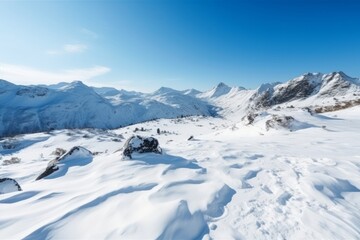 Serene Snowy Mountain Landscape, Perfect for Winter Getaways, Generative AI
