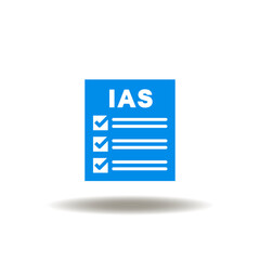 Vector illustration of checklist with check marks and IAS. Symbol of International Accounting Standards.
