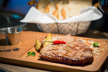 grilled beef steak with vegetables