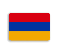 Armenia flag - flat vector rectangle with rounded corners and dropped shadow.