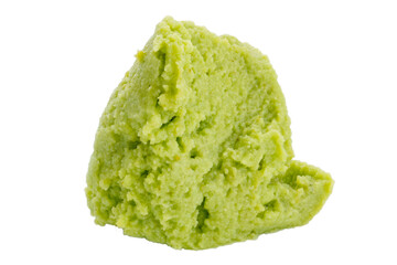 Green spicy wasabi paste is isolated on a white background. 