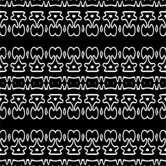 Vector geometric seamless pattern. Minimal ornamental background with abstract shapes. Black and white texture. Simple abstract ornament background. Dark repeat design for decor, fabric, cloth.