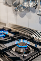 close up of a gas stove