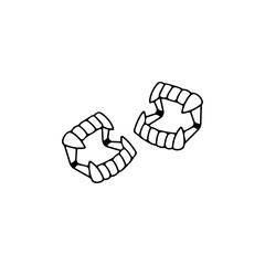 vector illustration of two doodle teeth with fangs