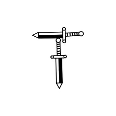 vector illustration of two doodle swords