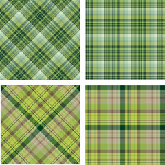 Set with checkered background in stylish green colors for plaid, fabric, textile, clothes, tablecloth and other things. Vector image.
