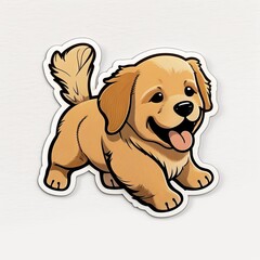 Cute golden retriever puppy sticker on white background. Generative ai