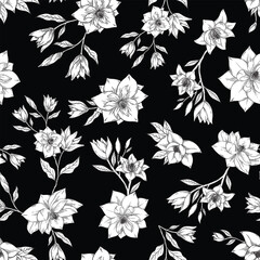 Magnolia flower floral seamless pattern. Vector illustration floral design background. 