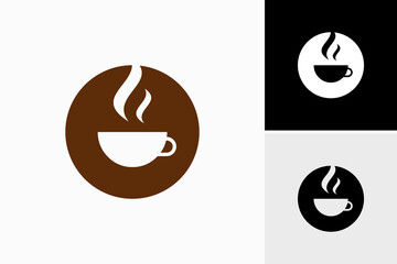 coffe mug with smoke logo vector sign