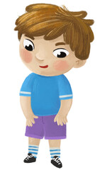 cartoon child kid boy taking off or putting on clothes by him self childhood illustration for kids