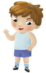 cartoon child kid boy taking off or putting on clothes by him self childhood illustration for kids