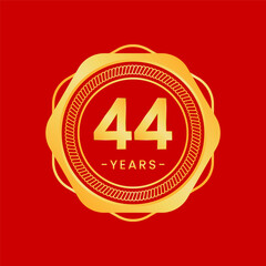 44 years anniversary, gold hexagon anniversary template with circular rope
