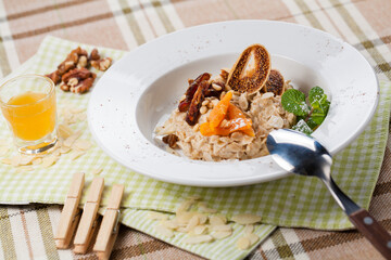 oatmeal breakfast, breakfast in the restaurant