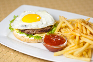 fried eggs with fries