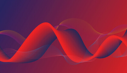 Modern Abstract Blue And Red Resonance Wavy Digital Lines Background Wallpaper