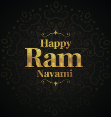 Happy Ram navami golden hindi calligraphy design banner