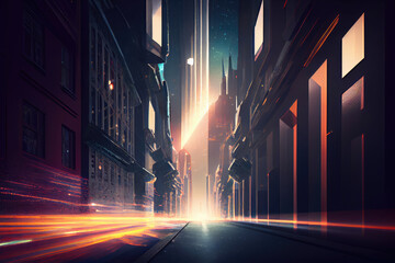 Sci-fi concept city light effect three-dimensional space scene 