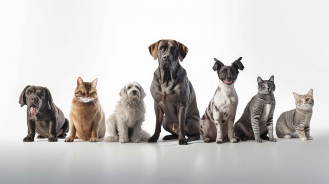 Gruppo di animali domestici cani e gatti