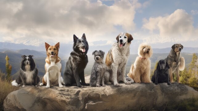 Gruppo di animali domestici cani e gatti