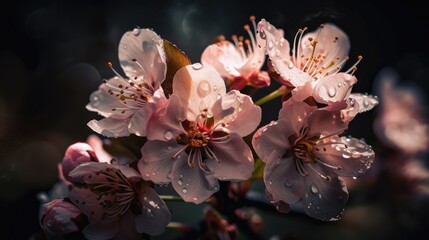 Bloom Where You Are Planted: A Macro Shot of a Cherry Blossom Flower, AI generative