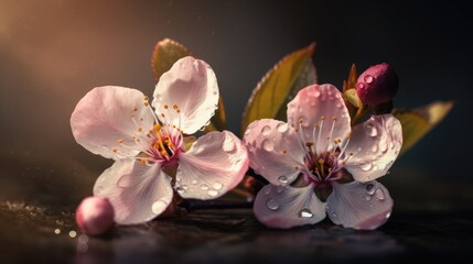 Nature's Beauty: A Close-up of a Blossoming Cherry Tree, AI generative