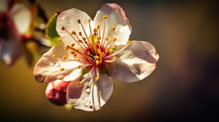 A Breath of Spring: A Macro Shot of Cherry Blossom Petals, AI generative