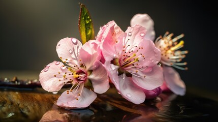 Fototapeta na wymiar Cherry Blossom Tree Branch in Macro View, AI Generative 