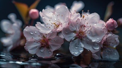 Spring Delight: Cherry Blossom Flower in Soft Light, AI Generative
