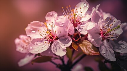 Springtime Beauty: Close-up of Cherry Blossom in Bloom, AI Generative