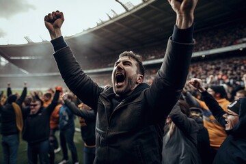 Fototapeta na wymiar Celebration of football team championship in the stadium. Generative AI