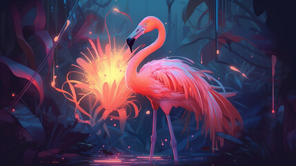 AI Generated illustration landscapes of birds